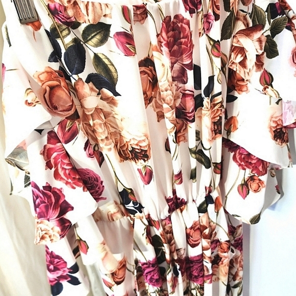 Sheike dress off shoulder mid length floral size 10 - Picture 6 of 16
